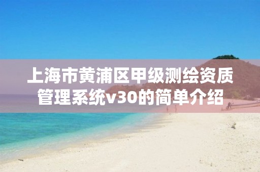 上海市黃浦區甲級測繪資質管理系統v30的簡單介紹