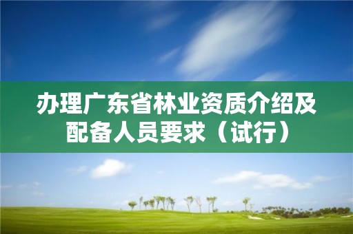 辦理廣東省林業資質介紹及配備人員要求（試行）