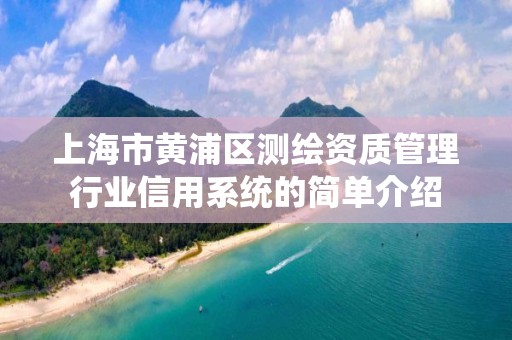 上海市黃浦區測繪資質管理行業信用系統的簡單介紹