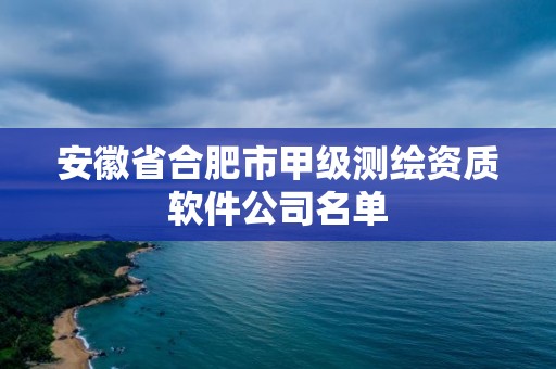 安徽省合肥市甲級(jí)測(cè)繪資質(zhì)軟件公司名單