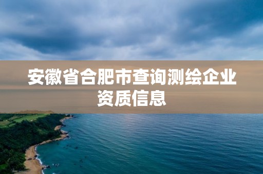 安徽省合肥市查詢測(cè)繪企業(yè)資質(zhì)信息