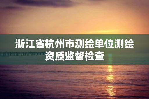 浙江省杭州市測繪單位測繪資質監督檢查