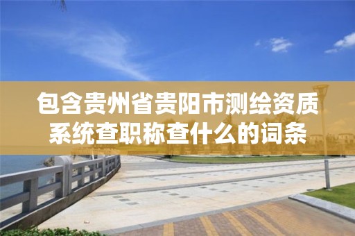 包含貴州省貴陽市測繪資質系統查職稱查什么的詞條