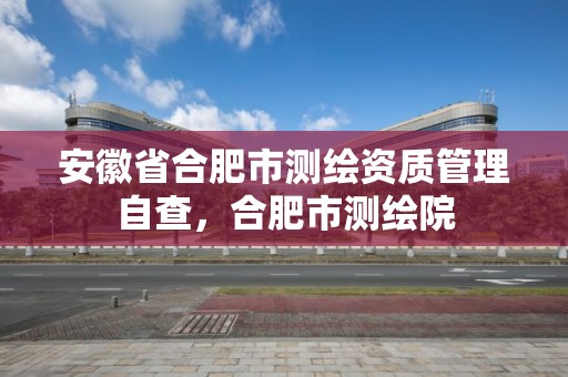 安徽省合肥市測繪資質管理自查，合肥市測繪院