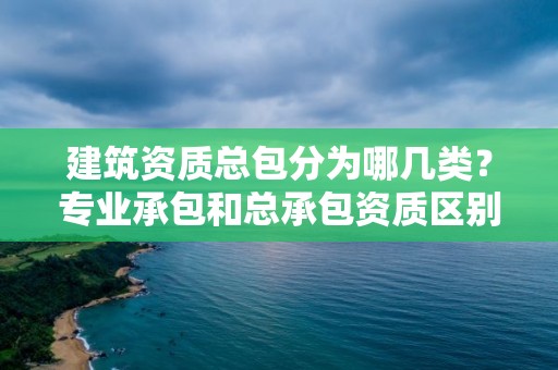 建筑資質總包分為哪幾類？專業承包和總承包資質區別？