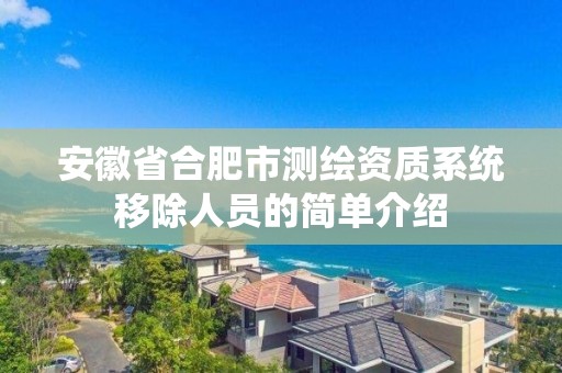 安徽省合肥市測繪資質系統移除人員的簡單介紹