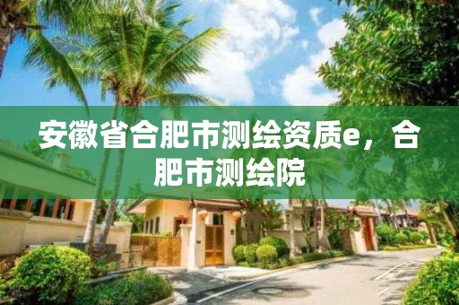 安徽省合肥市測繪資質(zhì)e，合肥市測繪院