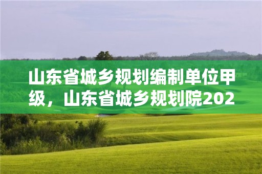 山東省城鄉規劃編制單位甲級，山東省城鄉規劃院2020年招聘