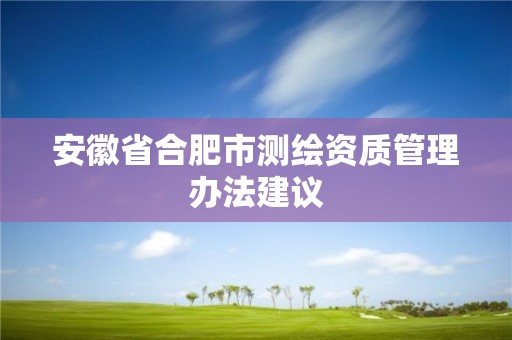 安徽省合肥市測繪資質管理辦法建議