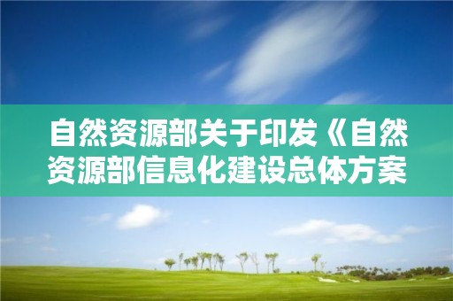 自然資源部關于印發《自然資源部信息化建設總體方案》的通知