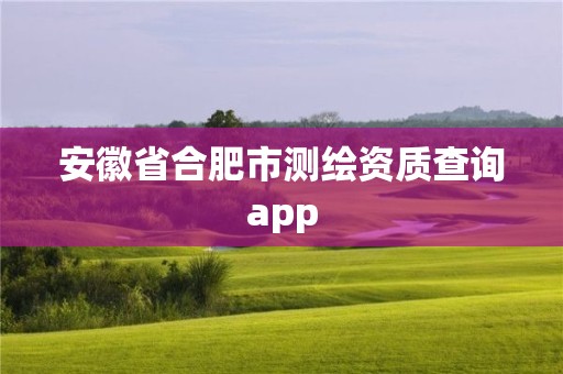 安徽省合肥市測(cè)繪資質(zhì)查詢(xún)app