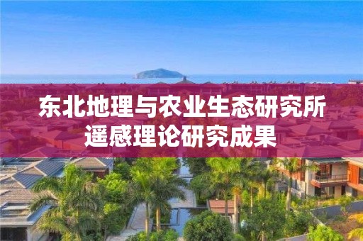 東北地理與農(nóng)業(yè)生態(tài)研究所遙感理論研究成果