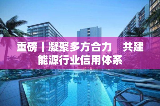 重磅｜凝聚多方合力　共建能源行業(yè)信用體系