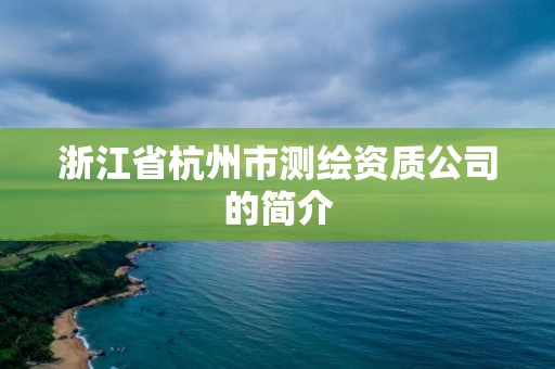 浙江省杭州市測繪資質公司的簡介