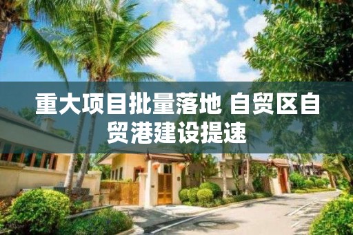 重大項目批量落地 自貿(mào)區(qū)自貿(mào)港建設(shè)提速