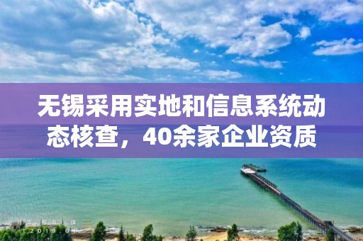 無錫采用實地和信息系統動態核查，40余家企業資質不合格