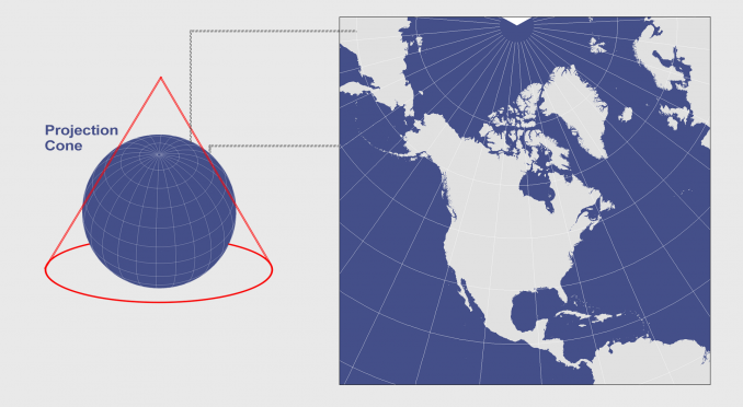 圓錐投影：Lambert，Albers和Polyconic