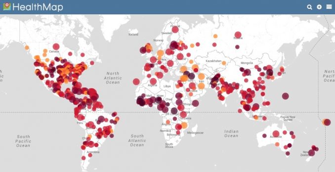 實時疾病地圖：HealthMap