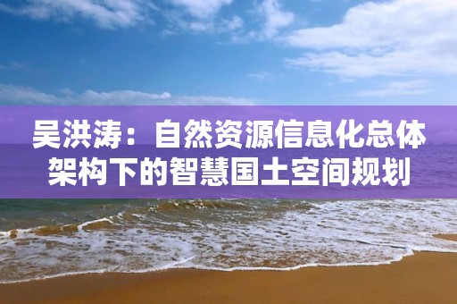 吳洪濤：自然資源信息化總體架構(gòu)下的智慧國土空間規(guī)劃