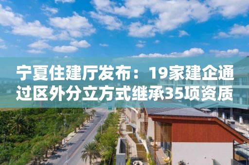 寧夏住建廳發布：19家建企通過區外分立方式繼承35項資質