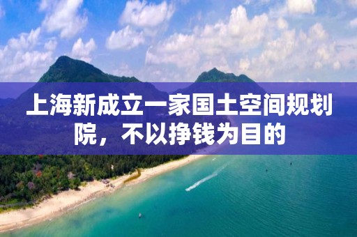 上海新成立一家國土空間規劃院，不以掙錢為目的