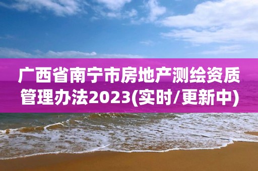 廣西省南寧市房地產測繪資質管理辦法2023(實時/更新中)