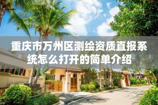 重慶市萬州區測繪資質直報系統怎么打開的簡單介紹