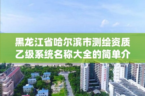 黑龍江省哈爾濱市測繪資質乙級系統名稱大全的簡單介紹