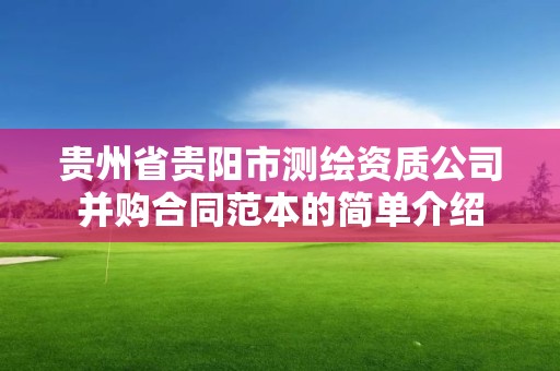 貴州省貴陽市測繪資質公司并購合同范本的簡單介紹