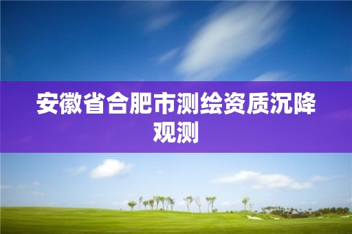 安徽省合肥市測繪資質沉降觀測