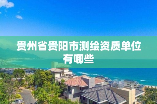 貴州省貴陽市測繪資質單位有哪些