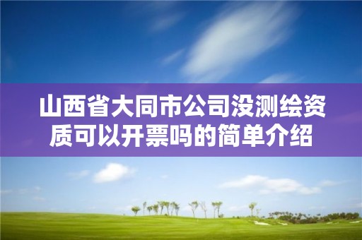 山西省大同市公司沒測繪資質可以開票嗎的簡單介紹