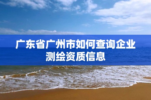 廣東省廣州市如何查詢企業測繪資質信息