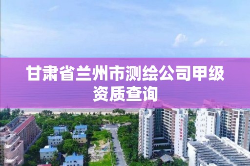 甘肅省蘭州市測繪公司甲級資質查詢