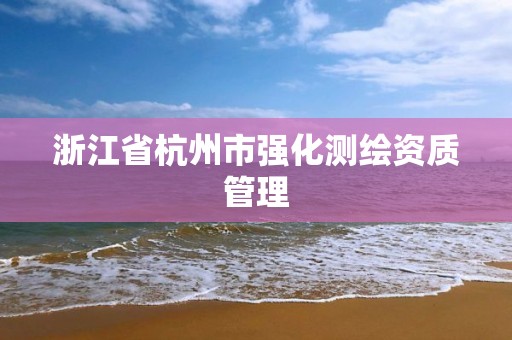 浙江省杭州市強化測繪資質管理