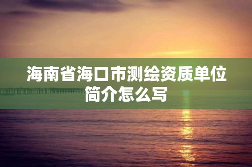 海南省?？谑袦y繪資質單位簡介怎么寫