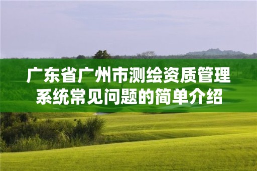 廣東省廣州市測繪資質管理系統常見問題的簡單介紹