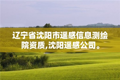 遼寧省沈陽市遙感信息測繪院資質,沈陽遙感公司。