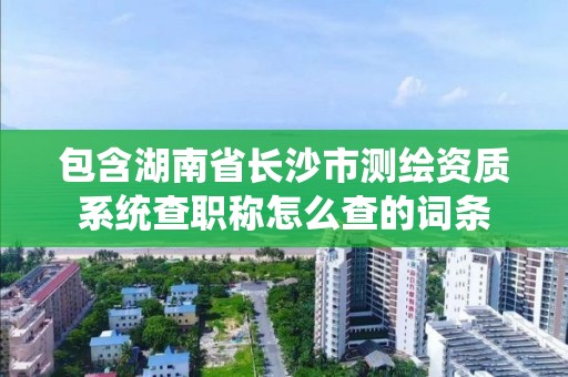 包含湖南省長沙市測繪資質系統查職稱怎么查的詞條