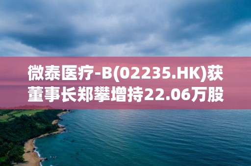 微泰醫(yī)療-B(02235.HK)獲董事長鄭攀增持22.06萬股