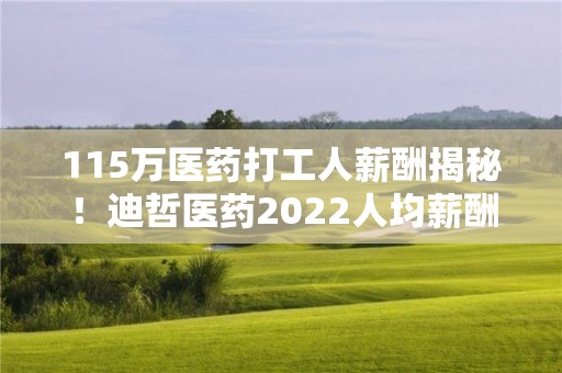 115萬醫藥打工人薪酬揭秘！迪哲醫藥2022人均薪酬80萬元，比2021年人均降低3萬元