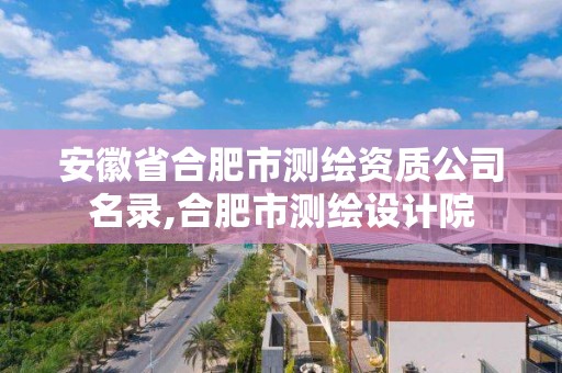 安徽省合肥市測繪資質(zhì)公司名錄,合肥市測繪設(shè)計院