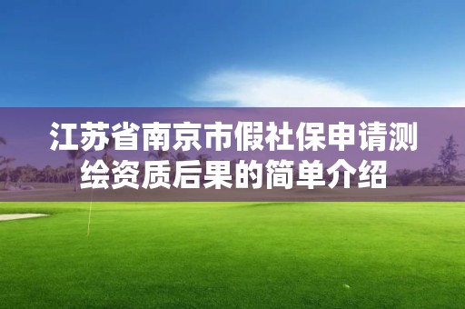 江蘇省南京市假社保申請測繪資質后果的簡單介紹