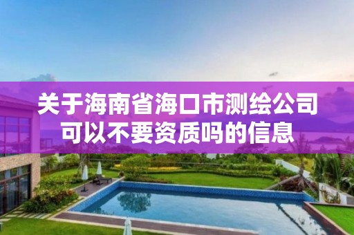 關于海南省?？谑袦y繪公司可以不要資質(zhì)嗎的信息