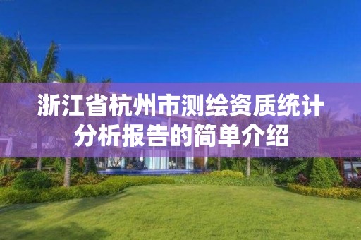 浙江省杭州市測繪資質統計分析報告的簡單介紹