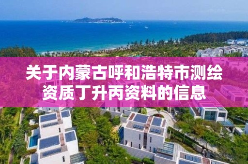 關于內蒙古呼和浩特市測繪資質丁升丙資料的信息