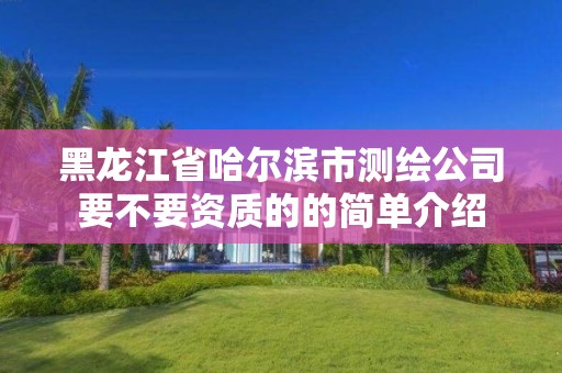 黑龍江省哈爾濱市測繪公司要不要資質(zhì)的的簡單介紹