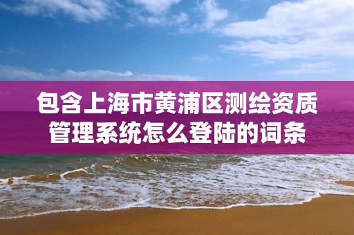 包含上海市黃浦區(qū)測(cè)繪資質(zhì)管理系統(tǒng)怎么登陸的詞條