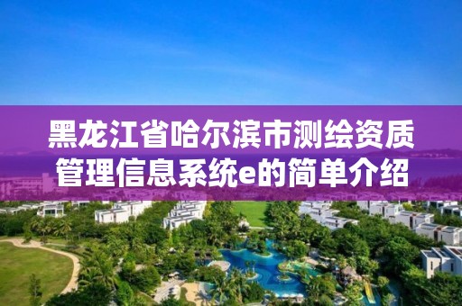 黑龍江省哈爾濱市測繪資質(zhì)管理信息系統(tǒng)e的簡單介紹