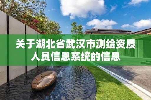 關于湖北省武漢市測繪資質人員信息系統的信息